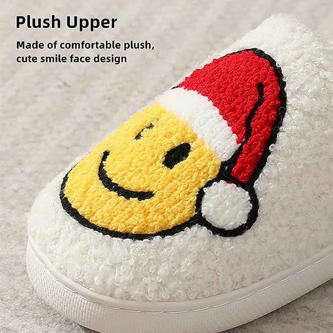 Smile Face Slippers for Women Men, Anti-Slip Soft Plush House Slippers with Memory Foam Slip Cute Cartoon Shoes Warmth for Indoor Outdoor(42/43)