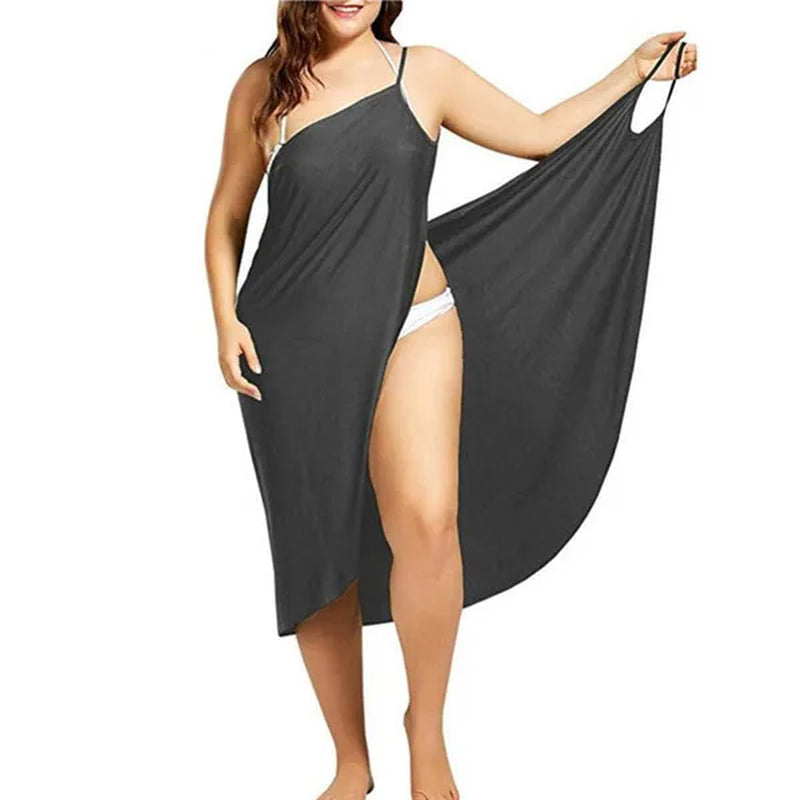 Summer Beach Sexy Women Solid Color Wrap Dress Sun Protection Bikini Cover up Sarongs Female Bathing Suit Swimwears