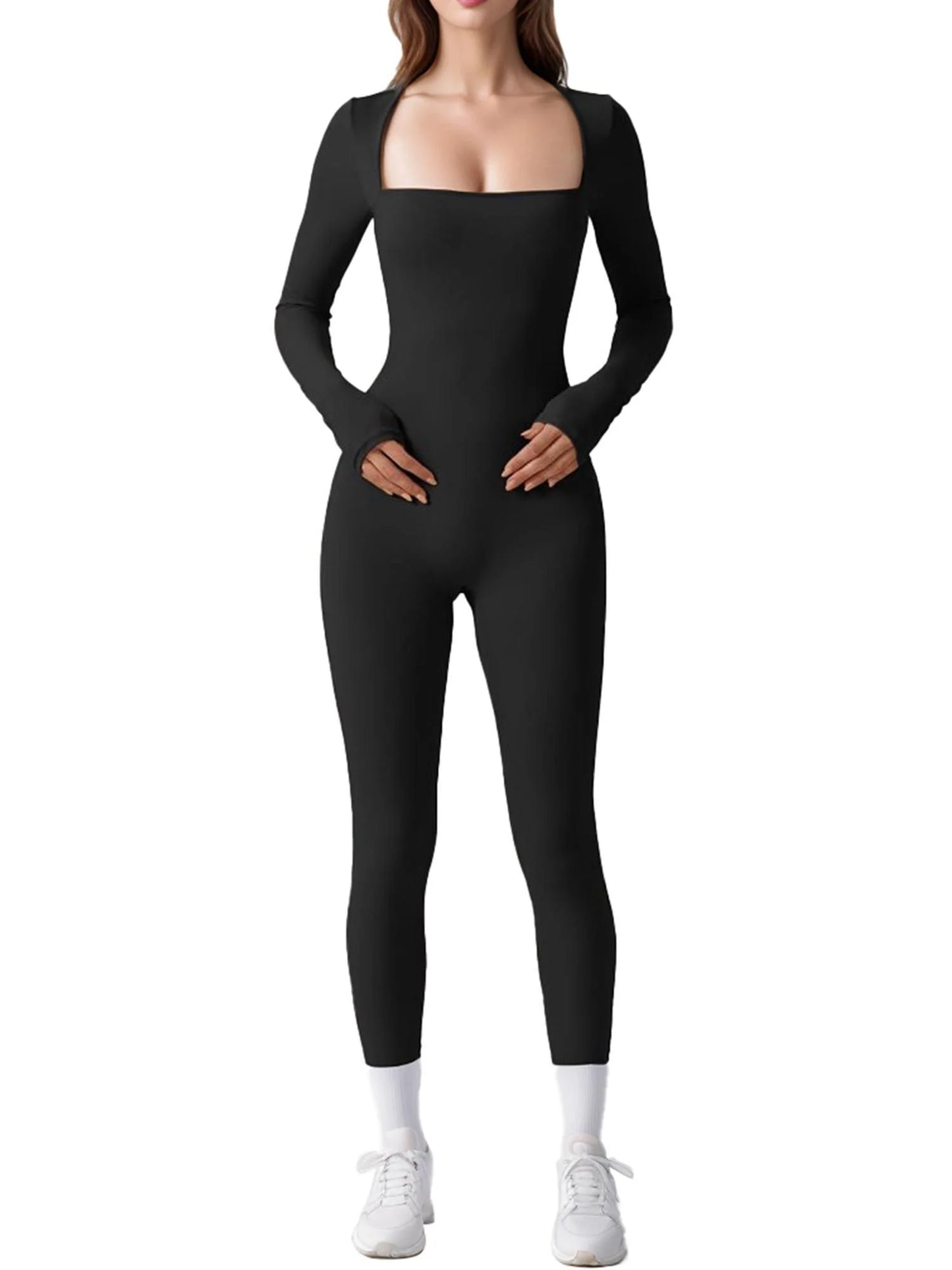 Women Yoga Jumpsuits Workout Long Sleeve Sport Jumpsuits Full Length Bodycon Leggings