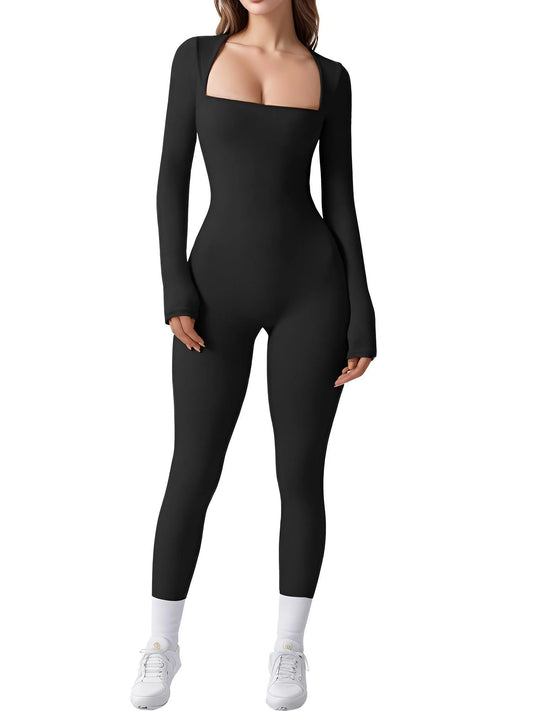 Women Yoga Jumpsuits Workout Long Sleeve Sport Jumpsuits Full Length Bodycon Leggings