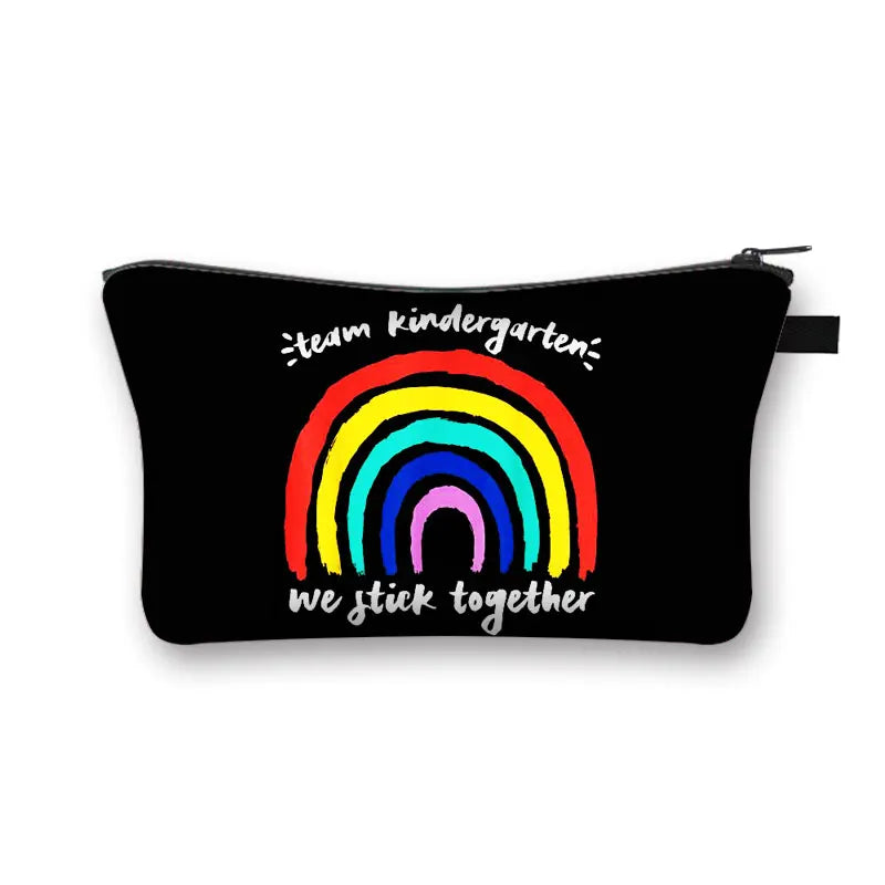 Love Rainbow Teacher Cosmetic Bags Women Toiletries Bags Kawaii Girls Makeup Bags Wash Pouch Cosmetic Case Small Handbag Gift